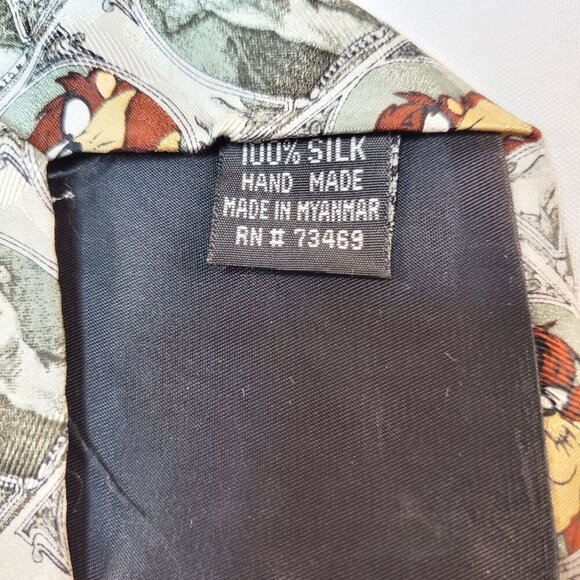 Looney Tunes Mania Taz Big Bucks 100% Silk Necktie Featuring George Washington - Picture 5 of 5